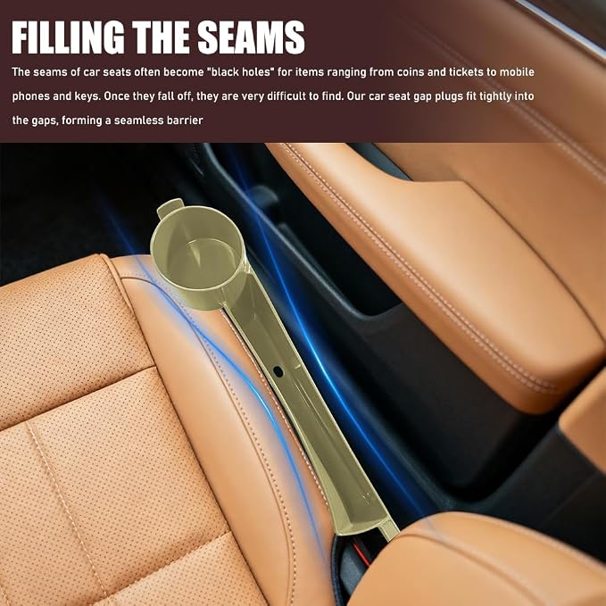 Car Seat Gap Plug with Storage Slot, Car Seat Gap Filler, 2PCS | Auto Gap Filler Organizer with Cup Holder, Universal Carseat Side Gap Filler Strip Between Front Seats & Console for Most Car