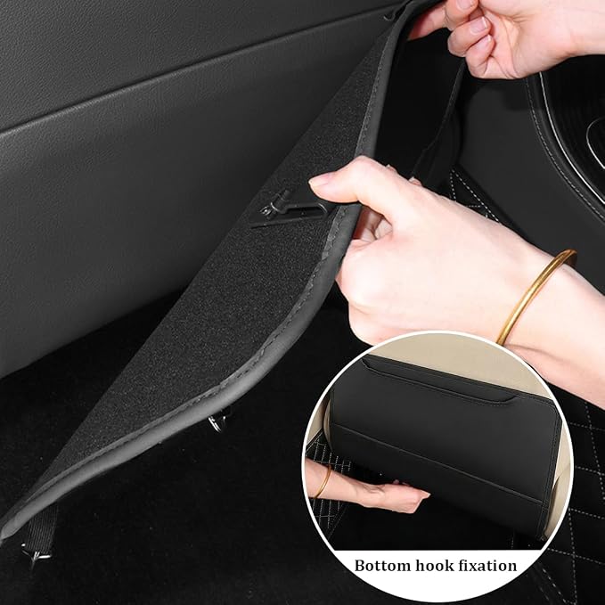 2PCS Car Kick Mat, Anti-Scratch Waterproof Anti-Slip Vehicle Back Seat Protector with Storage Pockets, Automotive Interior Seat Back Covers, Universal for SUV RV Truck (Black)