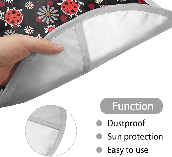 Car Steering Wheel Sun Shade Cover,Cute Ladybug Car Accessories Interior 17 inch Universal Steering Wheel Heat Insulation Cover for SUV Trucks Van,Blocking Sun & Heat,Cool in Summer