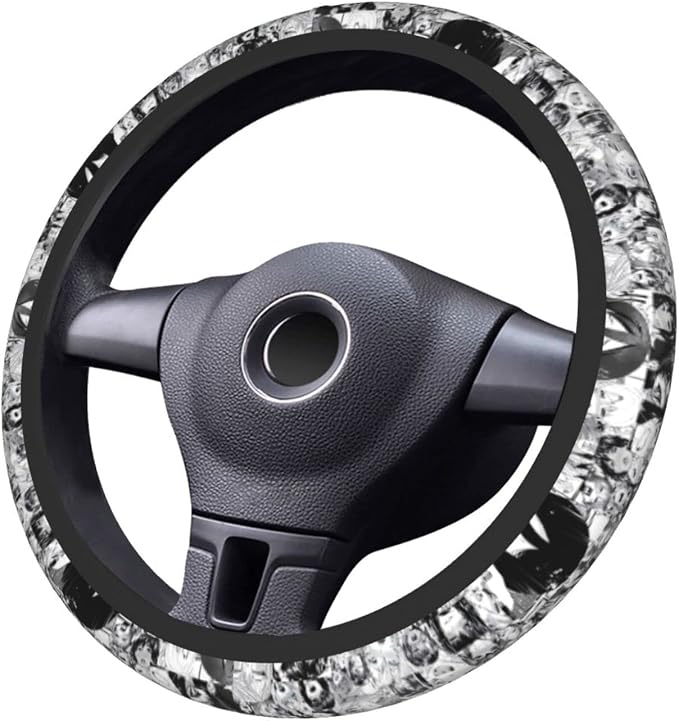 Anime Steering Wheel Cover With Car Coaster, 15 Inch Anti-Slip Car Steering Wheel Covers Universal Fit For Men Women