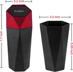 Car Trash Can with Lid, Easy to Clean, Diamond Design Small Automatic Portable Trash Can, Used in Car Home Office Interior Accessories, 2PCS (Red)