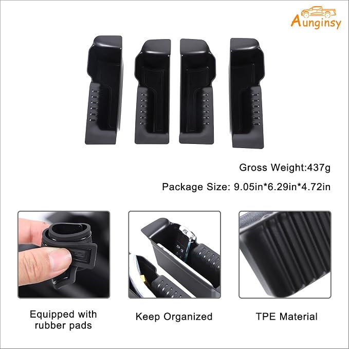 Car Door Handle Storage Organizer Compatible with Ford Maverick 2022-2025 2026, Front Rear Door Handle Armrest Insert Tray Glove Pallet Box Side Door Storage Box TPE Interior Accessories