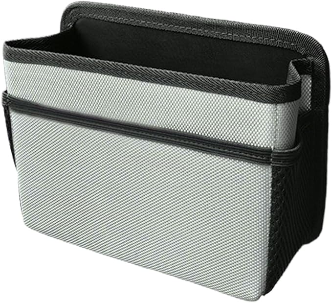 Car Trash Can, Foldable Waterproof Leather Trash Bin Garbage Organizer, Multi-Pocket Mini Hanging Storage Container, Universal Auto Interior Accessories for Cars, SUVs, Trucks (Grey)