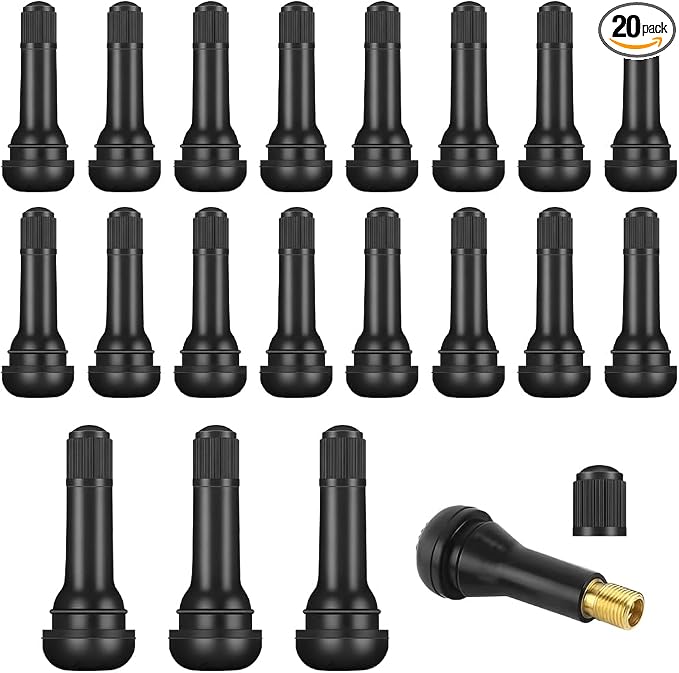 20PCS Car TR413 Tire Valve Stems | Rubber Snap-in Automotive Tire Stems for 0.59" Tubeless Rims Holes, Vehicle Tyre Valve Stem Replacement Accessories
