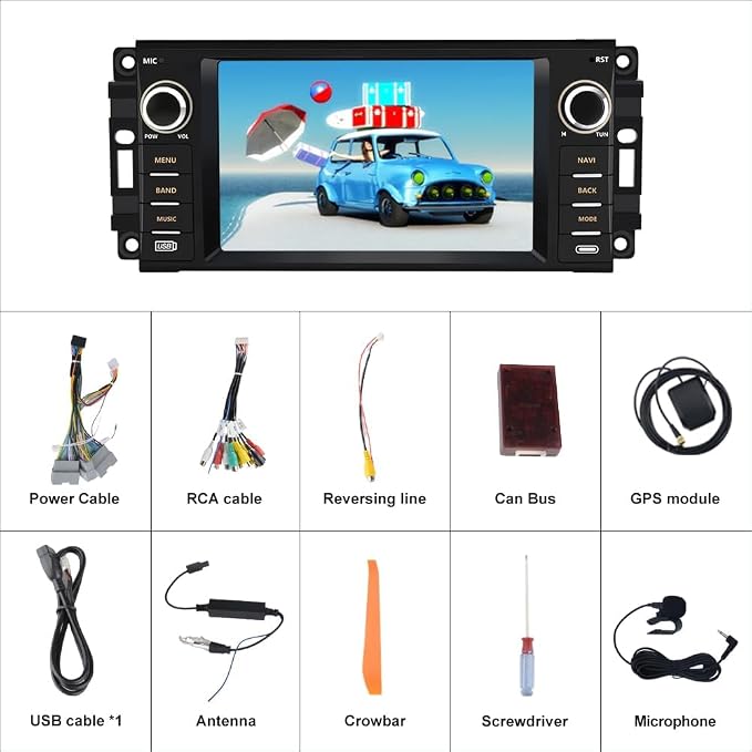 Android Car Stereo for Jeep Wrangler JK 2007-2018 Dodge RAM | RAM 1500 2500 3500 2009-2012, Carplay Android Auto Support, Built in Bluetooth WiFi, 2G RAM 32G ROM