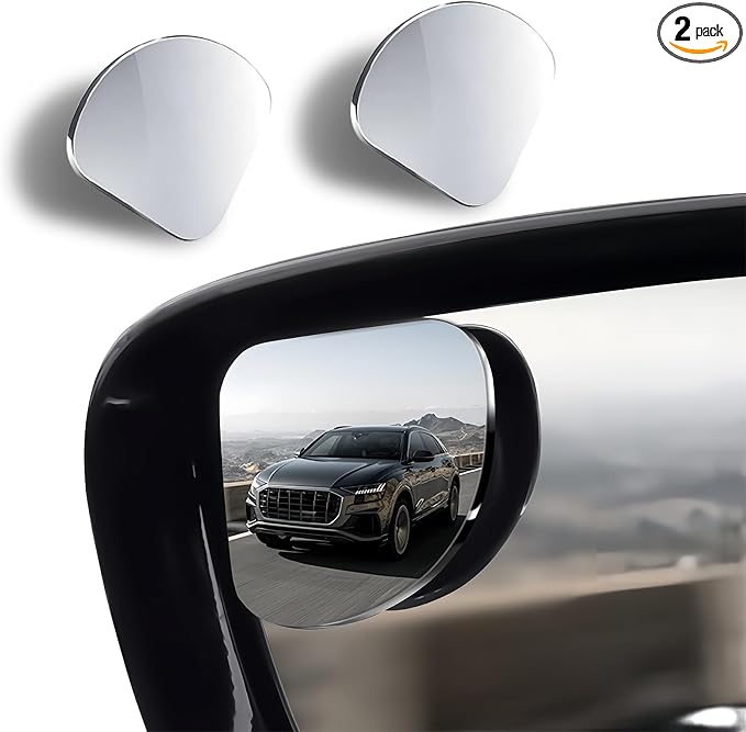 Blind Spot Mirrors 2 Pack, Electroplated Metal Fan-Shaped HD Glass Frameless Convex Side Rear View Mirror, Self-Adhesive Back for Car SUV Truck(style2)