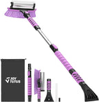41.5IN Extendable Snow Brush and Ice Scraper, 270°Pivoting Snow Scraper Brush for Car Windshield, Telescoping Ice Scraper, Foam Grip, Heavy Duty Snow Remover for Cars, Trucks, SUV (Purple)