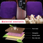 Sheepskin Car Seat Cushion, Comfortable Soft Fur Wool Auto Front Seat Cover, Vehicle Seat Protector Pad for Warm Winter Office Chair, Universal Decor Car Accessories (Purple)