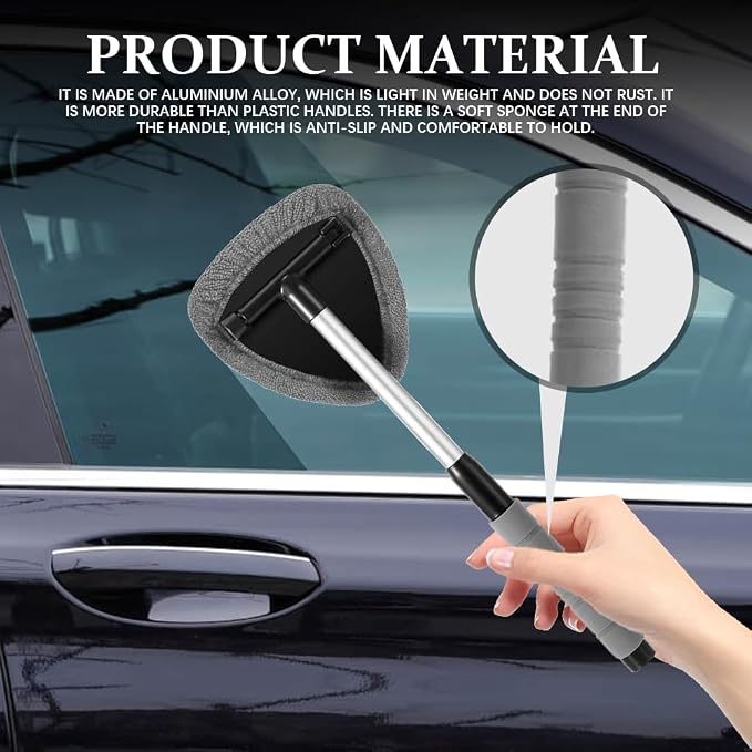 Windshield Cleaning Tool, Windshield Cleaner Tool, Car Cleaning Kit with Extendable Handle,Microfiber Cloth,Spray Bottle, Inside Auto Window Cleaner Supplies Fit for Car, Office and Home