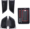 Car Center Console Organizer Tray Compatible with Audi Q4 E-Tron 2022 2023 2024 2025, ABS Front Rear Side Door Grab Handle Storage Box & Armrest Storage Tray With Anti-slip Mat Insert Accessories