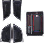 Car Center Console Organizer Tray Compatible with Audi Q4 E-Tron 2022 2023 2024 2025, ABS Front Rear Side Door Grab Handle Storage Box & Armrest Storage Tray With Anti-slip Mat Insert Accessories