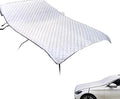 Half Car Cover, Winter Anti-freeze Snow Shield for Windshield Hood, Thicken Foldable Outdoor Protector with Windproof Fastening Strap, All-season Anti-scratch Cloth for Cars (Silver)