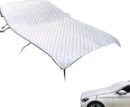 Half Car Cover, Winter Anti-freeze Snow Shield for Windshield Hood, Thicken Foldable Outdoor Protector with Windproof Fastening Strap, All-season Anti-scratch Cloth for Cars (Silver)