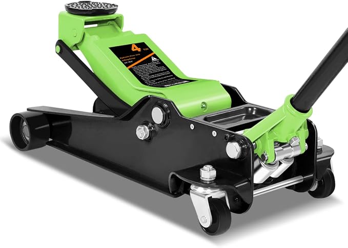 DNA Motoring Low Profile Hydraulic Trolley Service/Floor Jack, 4 Ton (8000 lbs) Capacity, Lifting Range 4.5"-20", Green, TOOLS-00307-GR