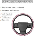 Floral Axolotl Cherry Flower Pink Pattern Steering Wheel Cover Wear-Resistant Car Wheel Protector Auto Wheel Cover Automotive Accessories Universal Fit Van Car SUV Truck