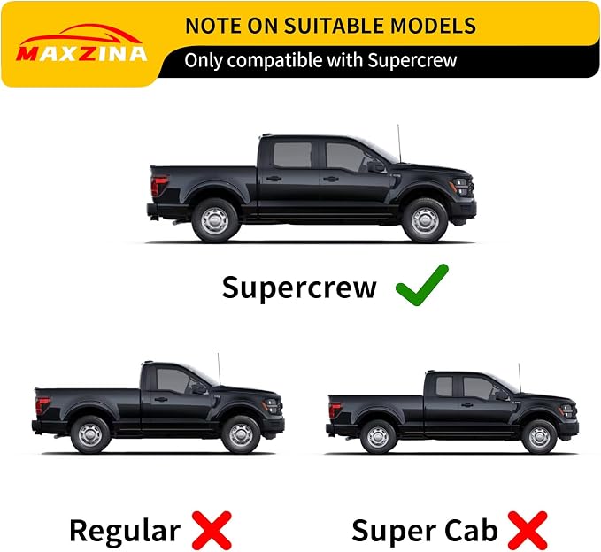 Extended Visor Rain Guards Compatible with 2015+ F150 2017+ Raptor F-250 F-350 F-450 F-550 Super Duty SuperCrew Front and Rear in-Channel Window Visors Wind Deflectors 4PCS Accessories