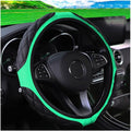 15 Inch Car Leather Steering Wheel Cover, Automotive Accessories Elastic Breathable Anti-Slip Soft Wheel Protector Fits Men and Women, Suitable for SUVs, Trucks, Vehicles and RVs (Green)