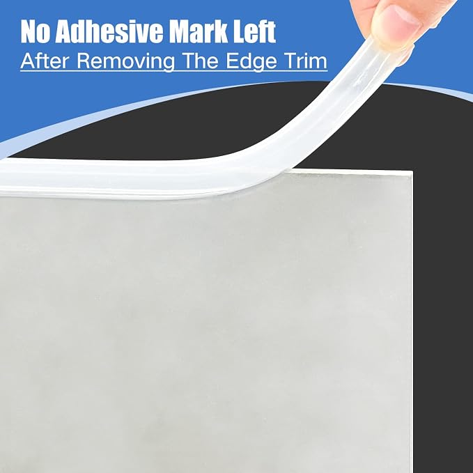 Clear Rubber Edge Trim, Self-Adhesive Transparent Edge Protector for Sheet Metal Parts, Car Doors, Flexible Silicone Rubber Material, Size 1/16"(1.5mm), Fit 0-3/32"(2mm), U Channel Edge Guard, 10Ft