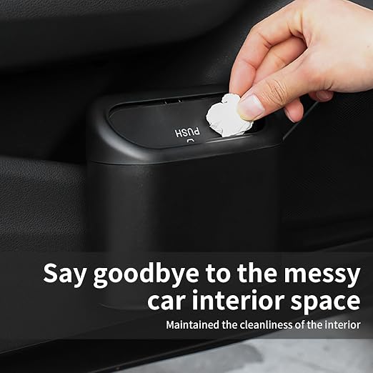 Car Trash Can with Lid, Leakproof Mini Garbage Bin for Car – Compact Design with Self-Closing Lid, Waterproof & Easy to Clean, Includes Trash Bags for Door Pocket, Cup Holder, or Office Desk (1)