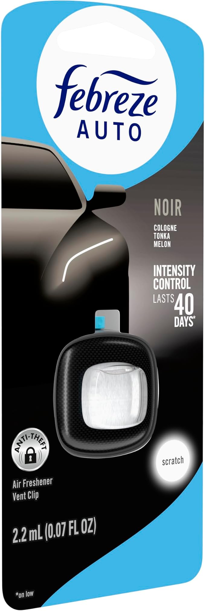 AUTO Air Freshener, Odor-Fighting Automotive Vent Clip, Noir Scent, 8 Count