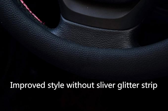 Steering Wheel Cover with Microfiber Leather for Car Truck SUV 15 inch (Black)