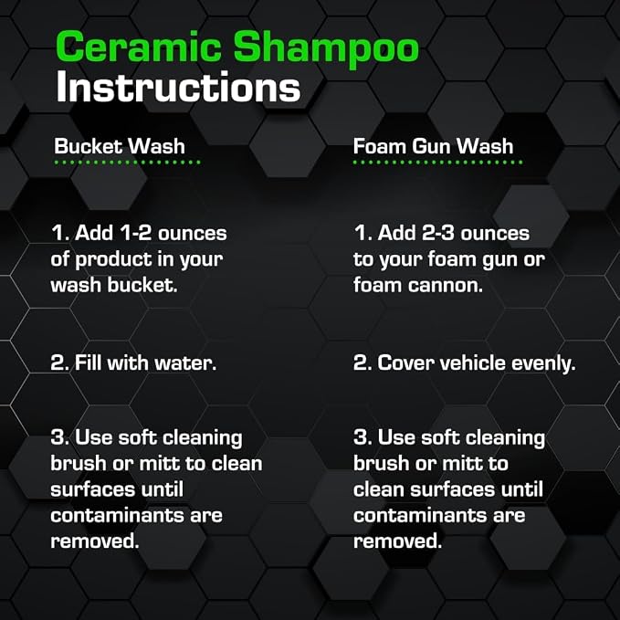 Ceramic Car Shampoo - Slick Car Wash Soap for Ceramic Coatings - pH-Balanced Car Wash Shampoo - Adds Hydrophobic Protection | Enhances Coatings, Waxes or Sealants | Incredible Shine (16oz - 2 Pack)