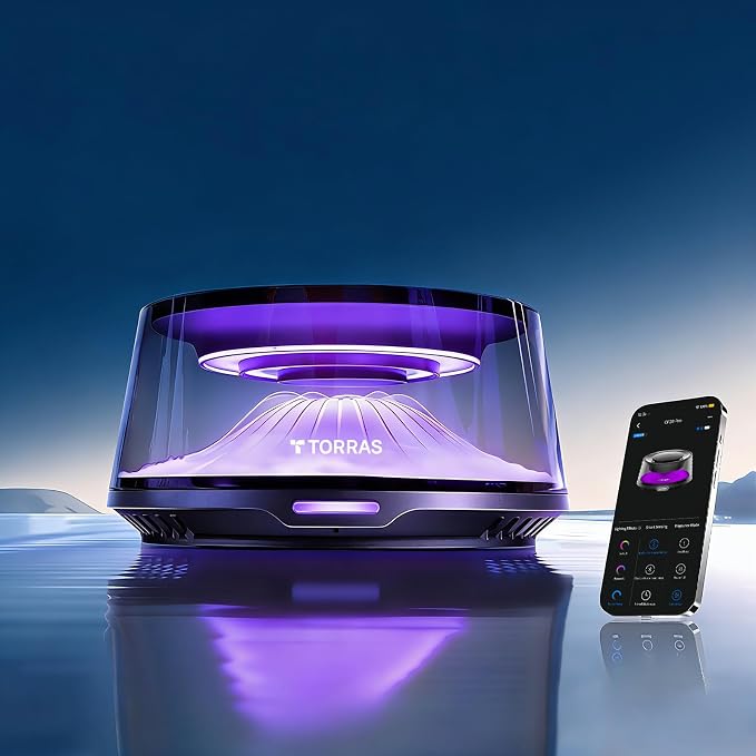 Smart Car Air Fresheners Diffuser, The First App Control Car Freshener, Solar & USB-C Charging, Auto ON/Off, Cherry Blossom & White Musk, Lasts Up to 200 Days, CF20 Pro Fragrance Diffuser