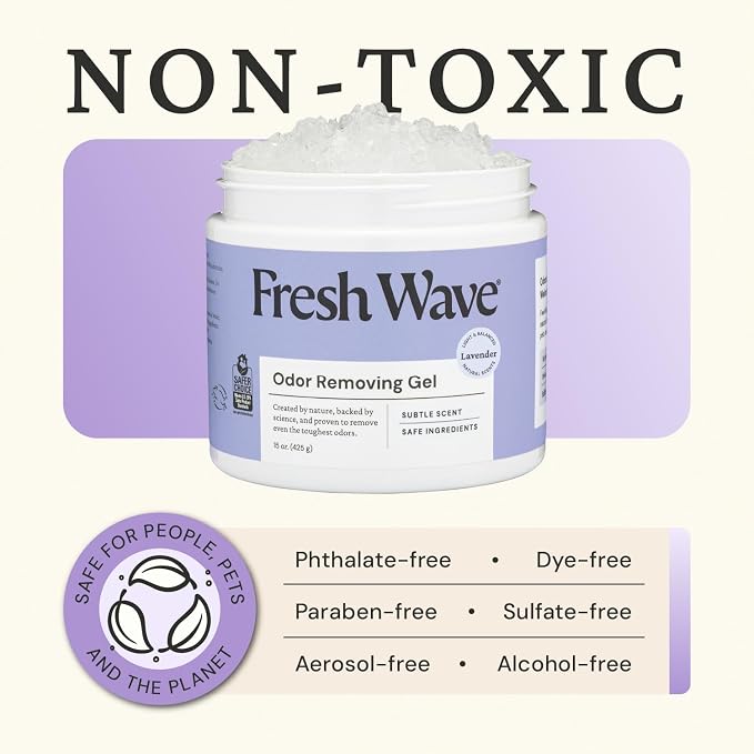 Lavender Odor Removing Gel, 15 oz. | Odor Absorbers for Home | Safer Odor Relief | Natural Plant-Based Odor Eliminator | Every 15 oz. Lasts 30-60 Days | for Cooking, Trash & Pets