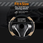 Leather Car Steering Wheel Cover, Non-Slip Car Wheel Cover Protector Breathable Microfiber Leather Universal Fit for Most Cars(Beige)