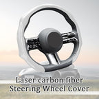 Car Steering Wheel Cover with Comfort Grip, 14.5-15" Carbon Fiber Laser Non-Slip Steering Wheel Protector, Cool Stylish Auto Interior Decor Accessories, Universal for Van SUV Sedan (White)