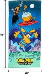 Dog Man Supa Cop & Petey Book Kids Super Soft Cotton Bath/Pool/Beach Towel, 58 in x 28 in, (Offically Licensed Product) By