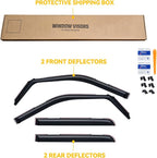 in-Channel Rain Guards for 2017-2026 F250 F350 F450 F550 Super Duty Crew Cab, Window Visor Shields Vent Deflector Shade Wind Dark Smoke 2018 2019 2020 2021, Tape-On Inside-Mount, 4PCS