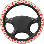 Strawberry Ladybugs Elastic Steering Wheel Cover Non-Slip Breathable Steering Wheel Protector Fit Auto, SUVs, Truck