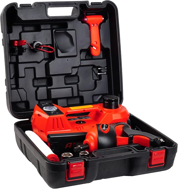 Electric Car Jack Kit 5 Ton 12V Electric Jack for Car with Impact Wrench and Tire Inflator Pump for SUV Sedan Truck Change Tires Garage Repair
