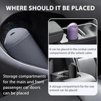 Car Trash Can with Lid, Silicone Leakproof Mini Round Vehicle Garbage Bin for Cup Holder, Portable Automotive Interior Waste Storage & Organizers Accessories, Universal Fit (Purple)
