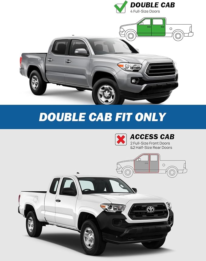 Low Profile Rain Guards Compatible with 2016-2023 Tacoma Double Cab Outside Mount Window Vent Visor Tape-On Window Deflectors Vent Shades 3rd Gen Tacoma Accessories