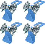 Zpana Bling Car Headreat Hook, 2PCS Crystal Rhinestone Cute Bow Vehicle Seat Back Hanger Storage for Purses Bags Grocery, Diamond Auto Rear Seat Organizer, Universal for SUV Truck Sedan (Light Blue)