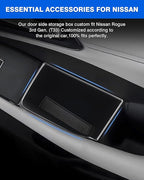 Door Side Storage Box for 2021-2025 Nissan Rogue Accessories Door Organizer Handle Pocket Insert Tray Copilot Armrest Phone Container with Black Mat(Note:Just Fit Copilot Passenger Seat Only)