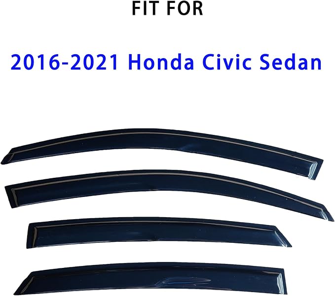 Outside Mount Window Visors Deflectors for 2016-2021 Honda Civic Sedan | Rain Guards for 16-21 Civic Sedan,Premium Rain Protection,Fresh Air Ventilation,Easy Install,Car Accessories-4PCS