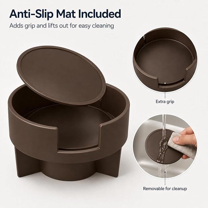 Couch Cup Holder Adapter – Universal Sofa Drink Expander for Large Mugs, Tumblers & Bottles – Spill-Proof Recliner Caddy for Living Room, RV & Boat (Brown, Base 70-92MM(2.75-3.62IN))