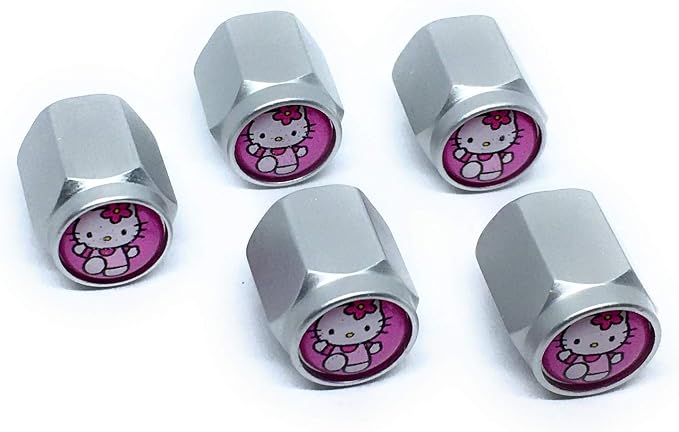 Hello Kitty Car Tire Air Valve Caps Auto Wheel Tyre Dust Stems Cover with Emblem Waterproof Dust-Proof Universal fit for Set/5 Pcs for Cars Luxury