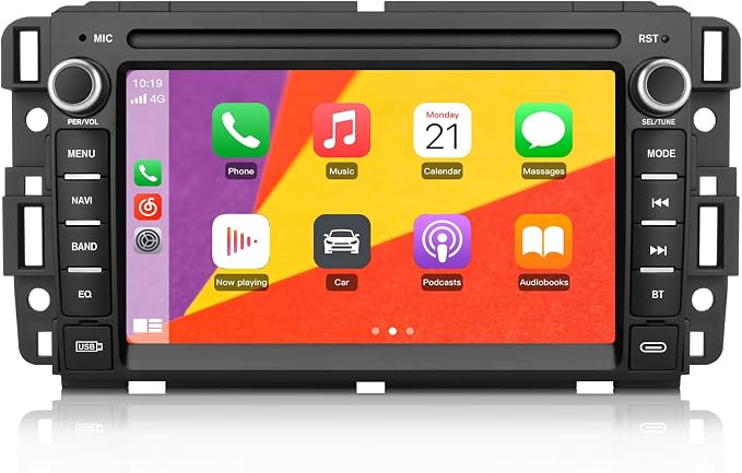 4Core Car Radio Stereo for Chevrolet Chevy Silverado Tahoe GMC Sierra Yukon 2007-2013, 7 inch Touch Screen Head Unit with Android 13 Carplay/Android Auto SWC GPS WiFi Bluetooth FM