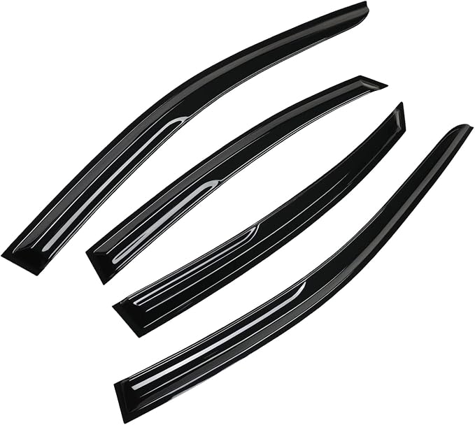 4pcs Smoke Tinted Tape-On Side Window Visor Rain Guards Designed for Kia Forte 2019 2020 2021 2022 2023 EX FE GT LINE LXS Shatterproof Window Deflectors 4 pcs
