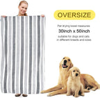 Dog Towel Super Absorbent Pet Bath Towel Microfiber Dog Drying Towel for Small, Medium, Large Dogs and Cats 30inch x 50inch 1 Pack Light-Gray