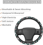 Car Steering Wheel Cover, 15 Inch Soft Breathable Steering Wheel Protector for Women Men, Universal Fit for SUV Sedan Van Truck, Aztec Geometric Horse Gray Teal