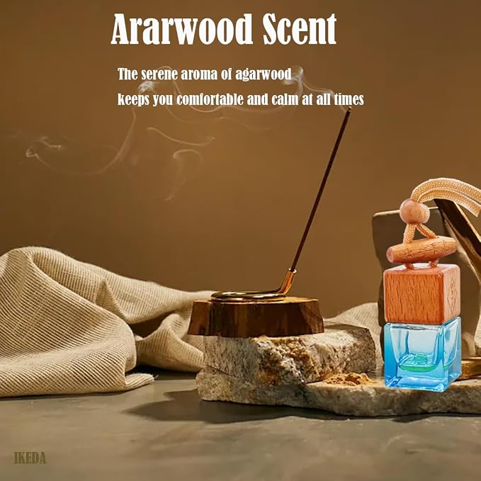 ikeda fragrance Car Air Freshener 8ml Nature Scents | 45-Days Long-Lasting Fragrance | Automotive Hanging Diffuser Bottles | Remove Auto Odor Fresh Air for Men Home Deodorizer (1pcs, Agarwood)