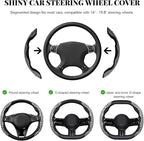 2 PCS Steering Wheel Cover, Segmented Car Wheel Covers with Crystal Rhinestones, Non-Slip Protector Bling Sparkly Decoration for Most Steering Wheels, Car Accessories (White)