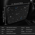 Sparkling Diamond Car Kick Mats Back Seat Protector |Cute Kick Mats Protect from Dirt Mud | Seat Back Protector with Bling Crystal Rhinestone Car Interior Decor Accessories Black 2Pcs