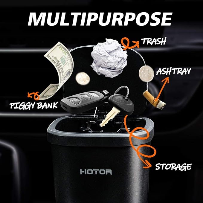 Car Trash Can, Car Trash Cup with 30 Additional Trash Bags for Exclusive Using, Multipurpose Trash Can for Car, Office & Home to Meet Various Needs - 2 Packs, Black