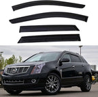 Original 4pcs Vent Window Wind Deflector Compatible with 2010-2016 Cadillac SRX, Out-Channel Dark Smoke Sun Snow Rain Guard Shades, Sunproof Tape on Side Window Visor CL4P01